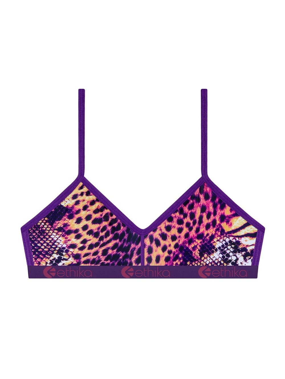 ethika "Stealth'e" Purple & Pink Animal-Print Women's Bralette Bra Size L